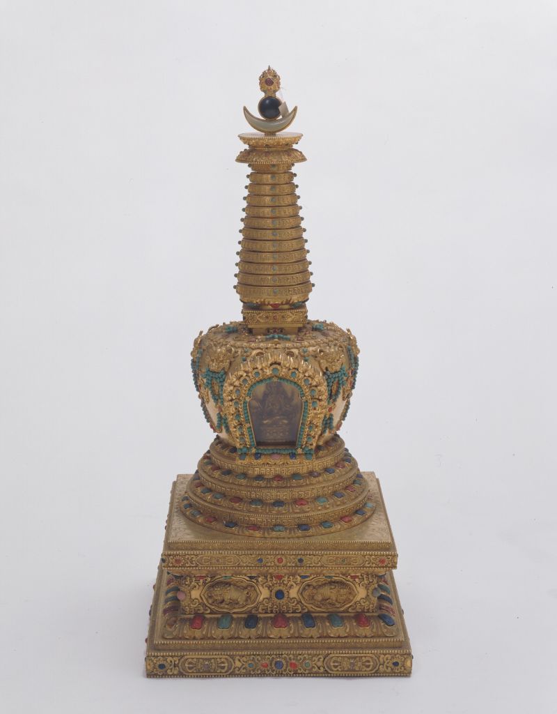 图片[1]-Gold inlaid jade pagoda-China Archive